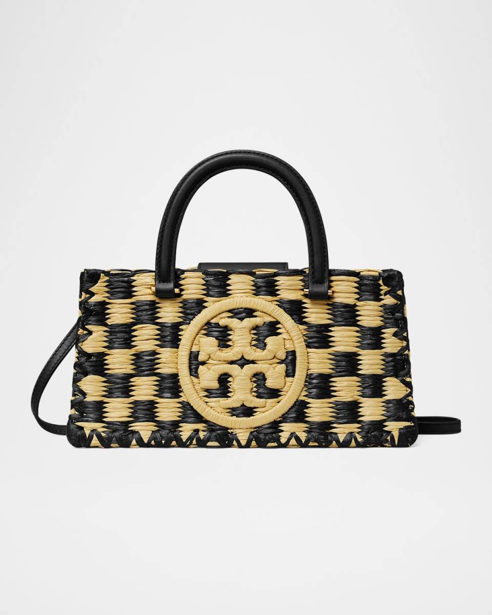 Ella Checkered Crochet Top-Handle Bag